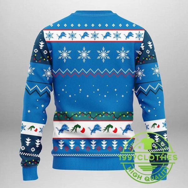 Detroit Lions Grinch Ugly Christmas Sweater, Detroit Lions Ugly Sweater, NFL Ugly Sweater