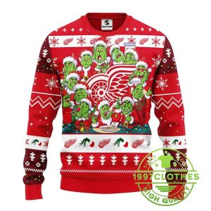 Detroit Red Wings 12 Grinch Xmas Day Ugly Christmas Sweater 1