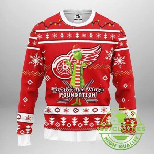 Detroit Red Wings Funny Grinch Ugly Christmas Sweater 1