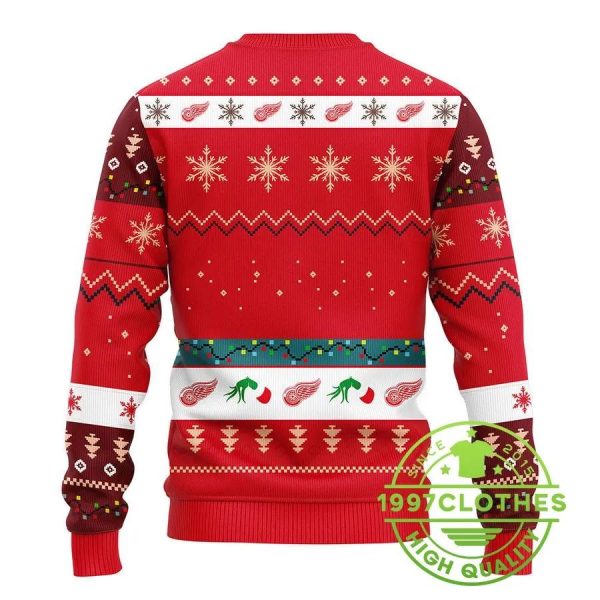 Detroit Red Wings Grinch Ugly Christmas Sweater, Detroit Red Wings Ugly Sweater, NHL Ugly Sweater