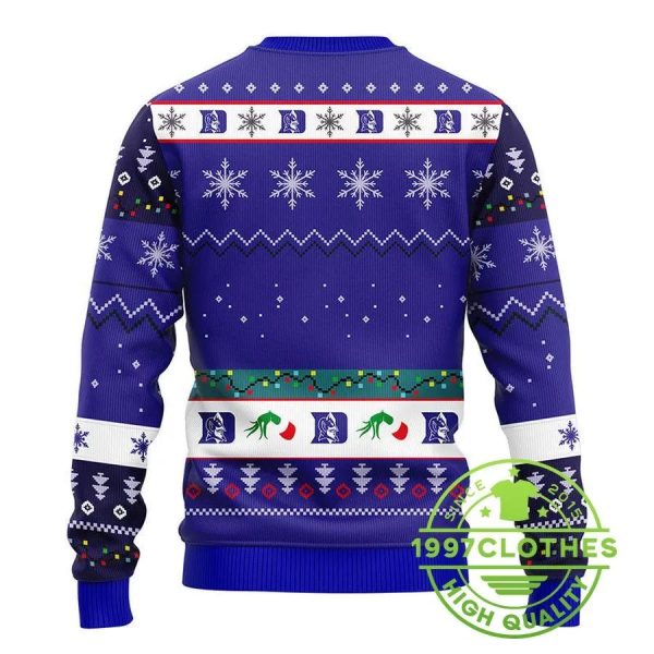 Duke Blue Devils Grinch Ugly Christmas Sweater, Duke Blue Devils Ugly Sweater, NBA Ugly Sweater