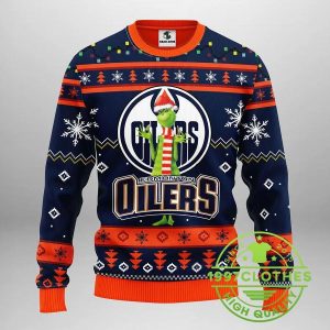 Edmonton Oilers Funny Grinch Ugly Christmas Sweater 1