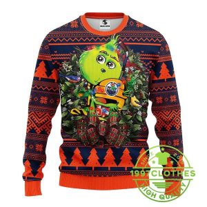 Edmonton Oilers Grinch Hug Ugly Christmas Sweater 1