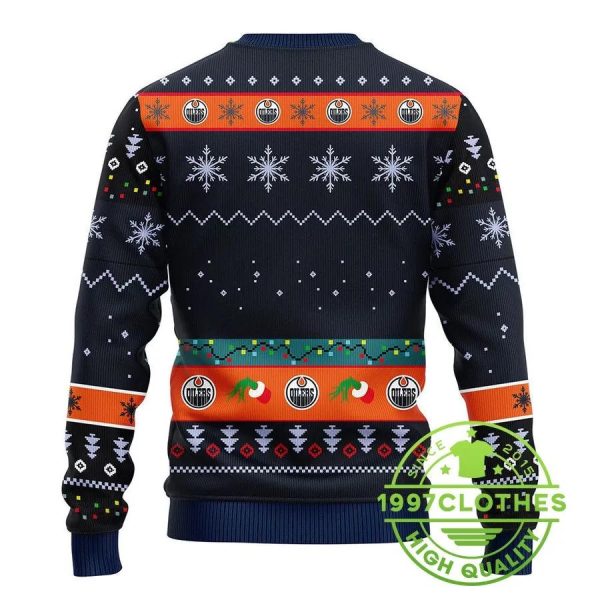 Edmonton Oilers Grinch Ugly Christmas Sweater, Edmonton Oilers Ugly Sweater, NHL Ugly Sweater