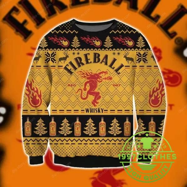 Fireball Cinnamon Whisky Ugly Christmas Sweater, Beer Ugly Sweater