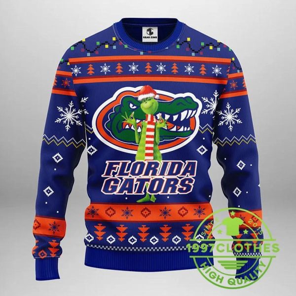 Florida Gators Funny Grinch Ugly Christmas Sweater, Florida Gators Ugly Sweater, NFL Ugly Sweater