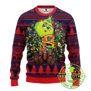 Florida Panthers Grinch Hug Ugly Christmas Sweater 1