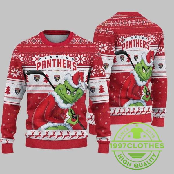 Florida Panthers Grinch Stolen Christmas Ugly Sweater, Florida Panthers Ugly Sweater, NHL Ugly Sweater