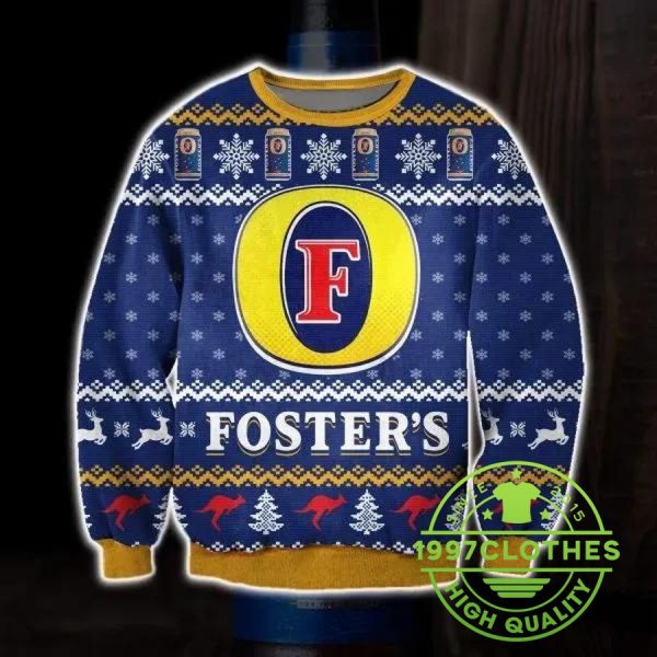 Foster’S Beer Knitting Pattern Ugly Christmas Sweater, Beer Ugly Sweater