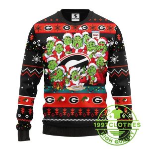 Georgia Bulldogs 12 Grinch Xmas Day Ugly Christmas Sweater 1