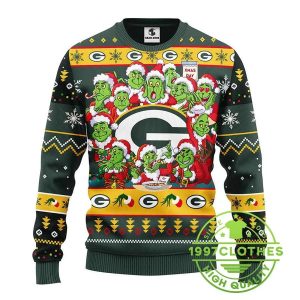 Green Bay Packers 12 Grinch Xmas Day Ugly Christmas Sweater 1 2