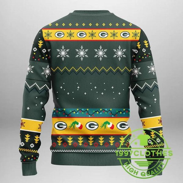 Green Bay Packers Grinch Ugly Christmas Sweater, Green Bay Packers Ugly Sweater, NFL Ugly Sweater