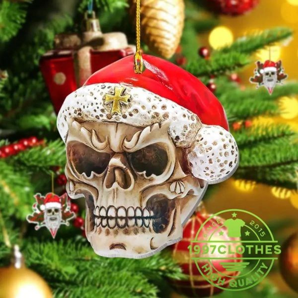 Grumpy Santa Skull Christmas Ornament, Skull Christmas Decorations