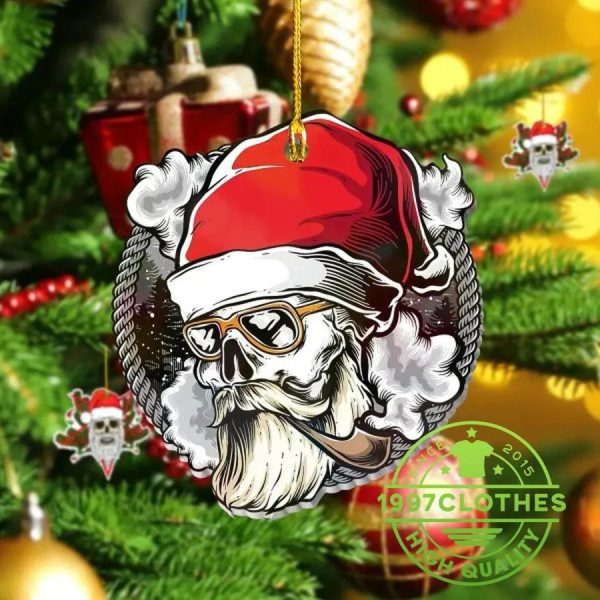 Hipster Santa’s Pipe Skull Christmas Ornament, Skull Christmas Decorations