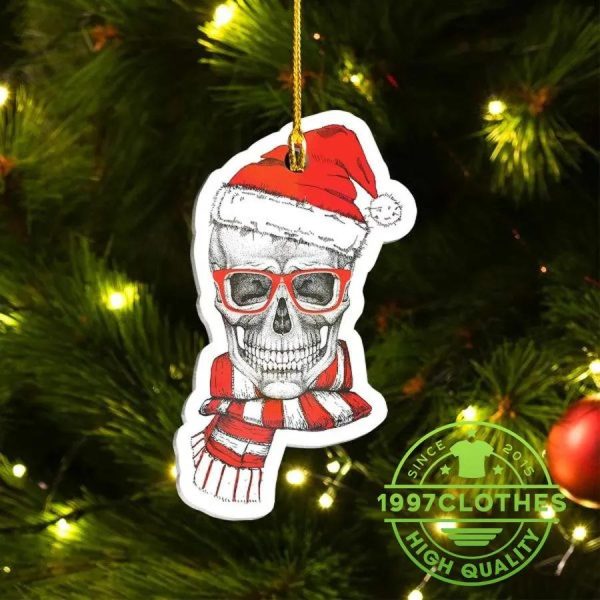 Hipster Santa Skull Christmas Ornament, Skull Christmas Decorations