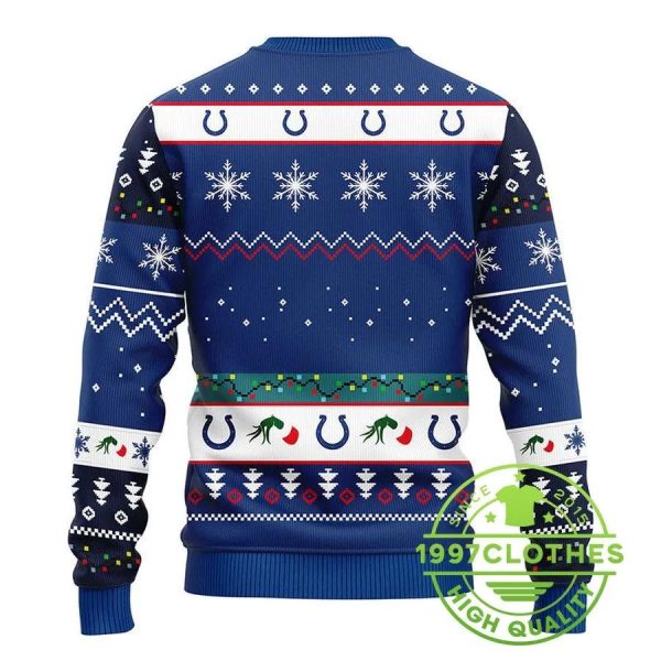 Indianapolis Colts 12 Grinch Xmas Day Ugly Christmas Sweater, Indianapolis Colts Ugly Sweater, NFL Ugly Sweater