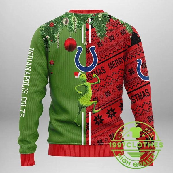 Indianapolis Colts Grinch & Scooby-Doo Ugly Christmas Sweater, Indianapolis Colts Ugly Sweater, NFL Ugly Sweater