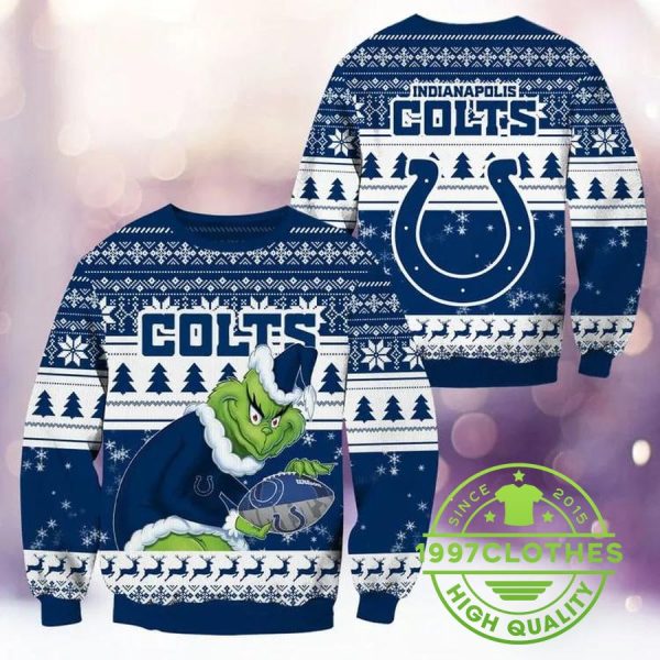 Indianapolis Colts Grinch Stolen Christmas Ugly Sweater, Indianapolis Colts Ugly Sweater, NFL Ugly Sweater