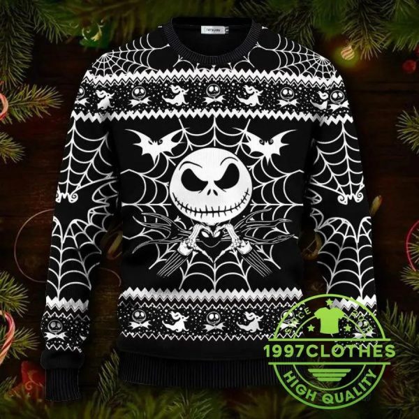 Jack Skellington Nightmare Before Christmas Ugly Sweater, Jack Skellington Ugly Sweater