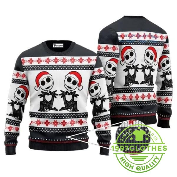 Jack Skellington Santa Ugly Sweater, Halloween Christmas Sweater