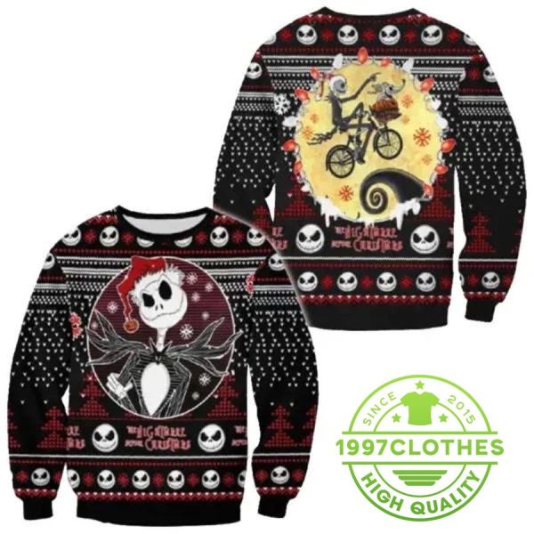 Jack Skellington Zero Nightmare Before Christmas Ugly Sweater, Halloween Christmas Sweater