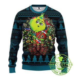 Jacksonville Jaguars Grinch Hug Ugly Christmas Sweater 1