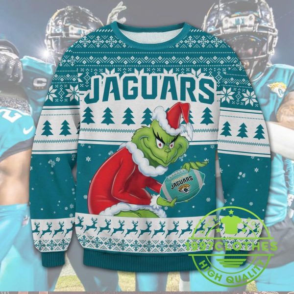 Jacksonville Jaguars Grinch Ugly Sweater, Jacksonville Jaguars Ugly Sweater, NFL Ugly Sweater