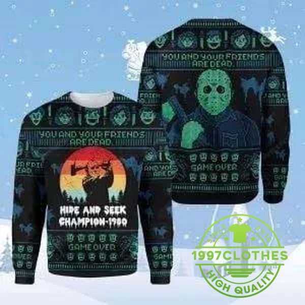 Jason Voorhees Halloween Ugly Christmas Sweater, Halloween Christmas Sweater