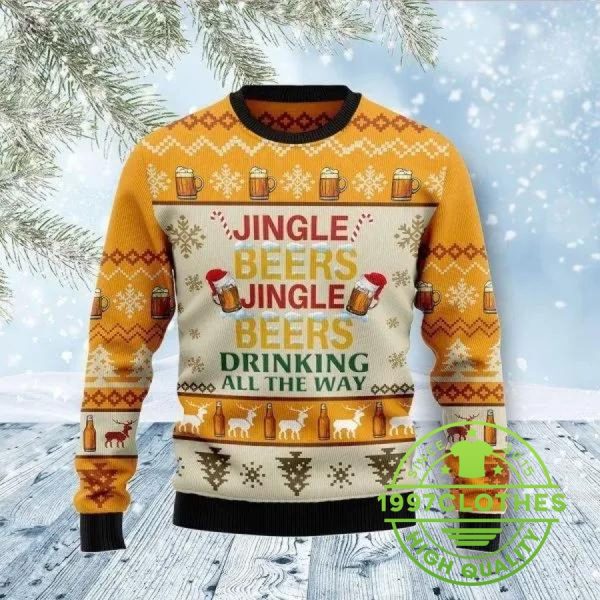 Jingel Beer Ugly Christmas Sweater, Beer Ugly Sweater