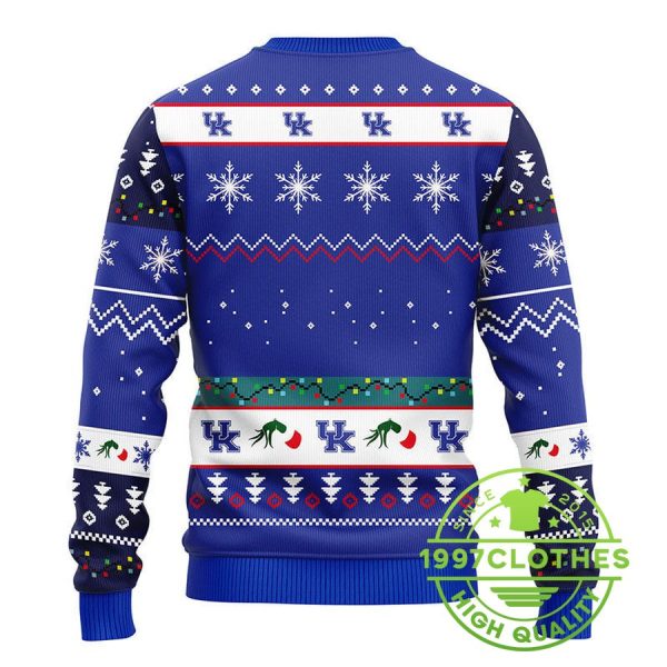 Kentucky Wildcats 12 Grinch Xmas Day Ugly Christmas Sweater, Kentucky Wildcats Ugly Sweater, NCAA Ugly Sweater