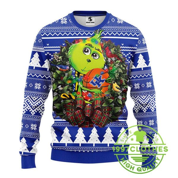 Kentucky Wildcats Grinch Hug Ugly Christmas Sweater, Kentucky Wildcats Ugly Sweater, NCAA Ugly Sweater