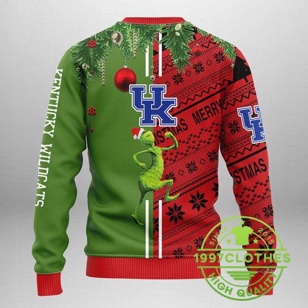 Kentucky Wildcats Grinch & Scooby-doo Ugly Christmas Sweater, Kentucky Wildcats Ugly Sweater, NCAA Ugly Sweater