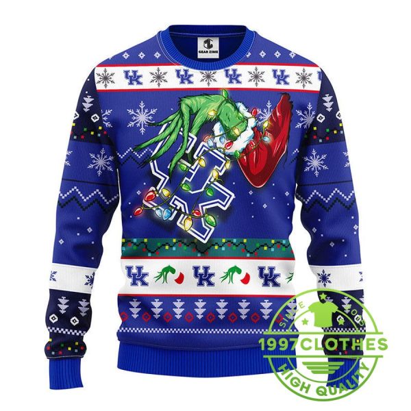 Kentucky Wildcats Grinch Ugly Christmas Sweater, Kentucky Wildcats Ugly Sweater, NCAA Ugly Sweater