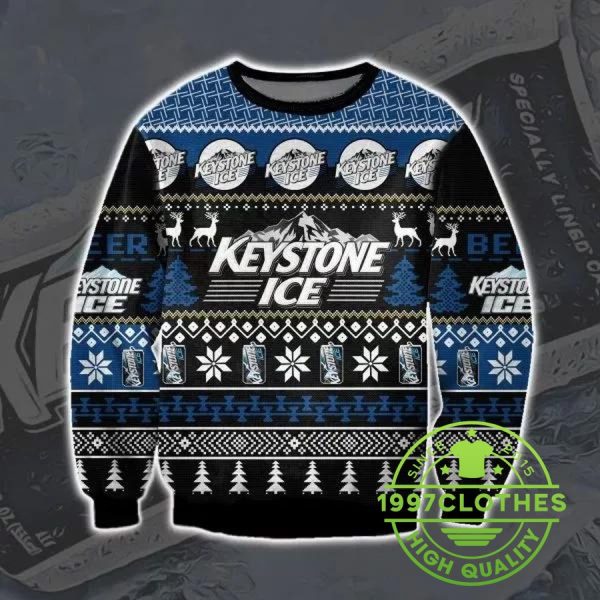 Keystone Ice Beer Ugly Christmas Sweater, Beer Ugly Sweater