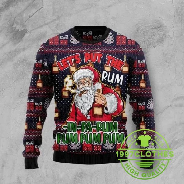 Let’S Put The Rum-In-Pa-Rum Pum Pum Pum Ugly Christmas Sweater, Beer Ugly Sweater