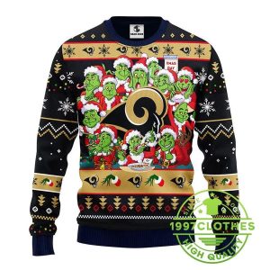 Los Angeles Rams 12 Grinch Xmas Day Ugly Christmas Sweater 1