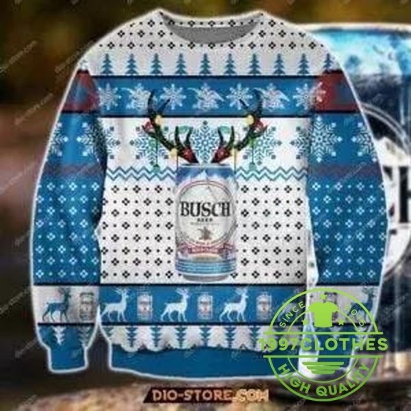 Merry Christmas Busch Beer Ugly Christmas Sweater, Busch Christmas Sweaters, Beer Ugly Sweater