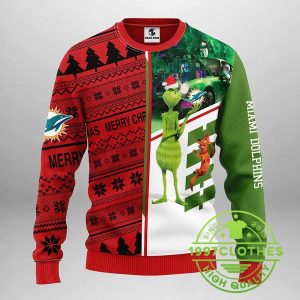 Miami Dolphins Grinch Scooby Doo Ugly Christmas Sweater 1