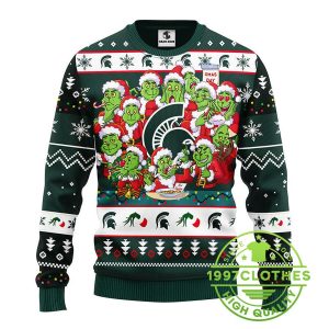 Michigan State Spartans 12 Grinch Xmas Day Ugly Christmas Sweater 1