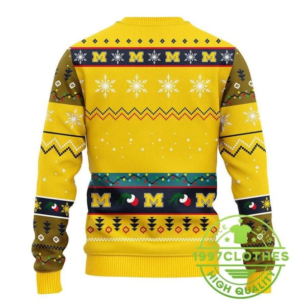 Michigan Wolverines 12 Grinch Xmas Day Ugly Christmas Sweater, Michigan Wolverines Ugly Sweater, NFL Ugly Sweater