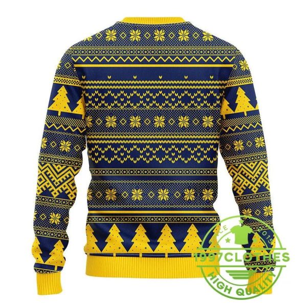 Michigan Wolverines Grinch Hug Ugly Christmas Sweater, Michigan Wolverines Ugly Sweater, NFL Ugly Sweater