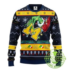 Michigan Wolverines Grinch Ugly Christmas Sweater 1