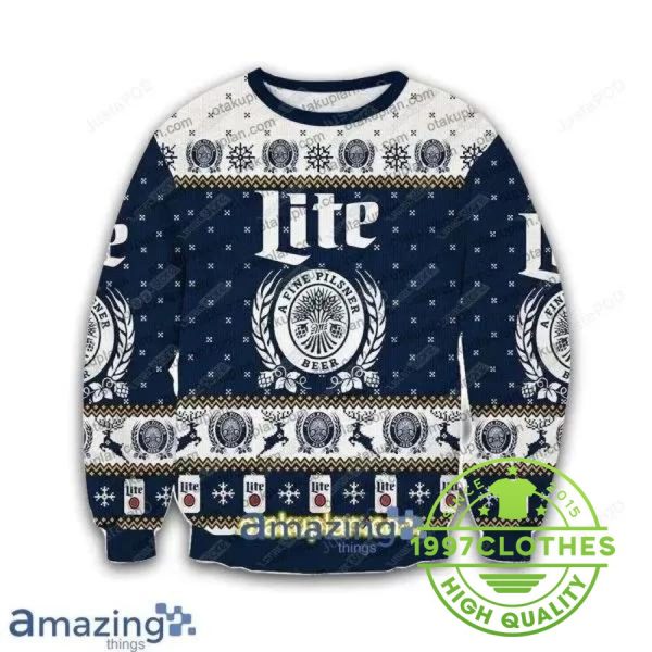 Miller Lite A Fine Pilsner Ugly Christmas Sweater, Miller Lite Sweater, Beer Ugly Sweater