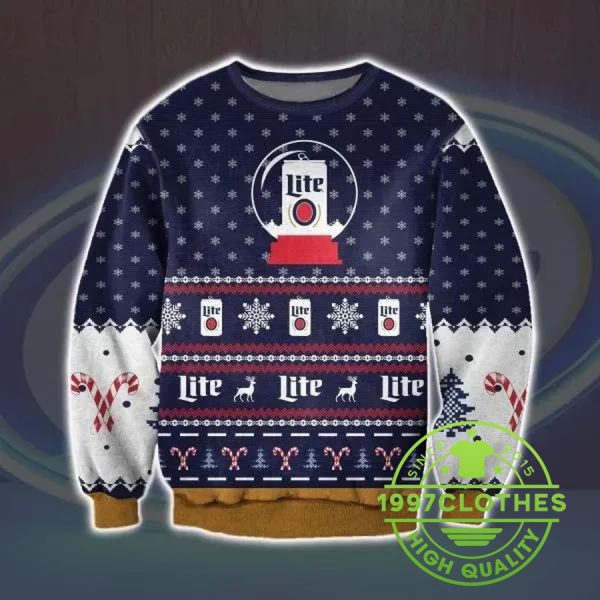 Miller Lite Ugly Christmas Sweater, Miller Lite Sweater, Beer Ugly Sweater