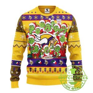 Minnesota Vikings 12 Grinch Xmas Day Ugly Christmas Sweater 1