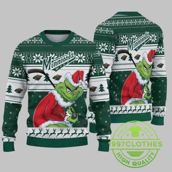 Minnesota Wild Grinch Stolen Christmas Ugly Sweater, Minnesota Wild Ugly Sweater, NHL Ugly Sweater