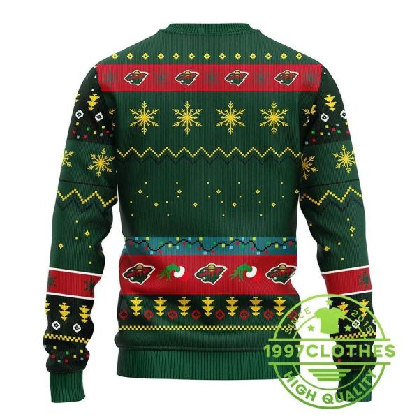 Minnesota Wild Grinch Ugly Christmas Sweater, Minnesota Wild Ugly Sweater, NHL Ugly Sweater