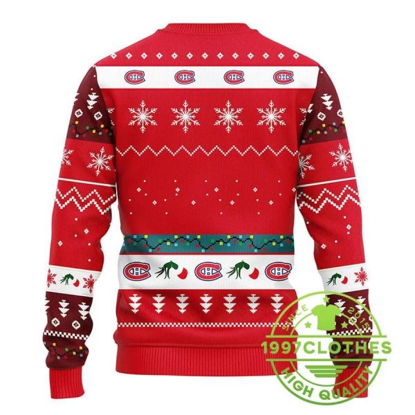 Montreal Canadians 12 Grinch Xmas Day Ugly Christmas Sweater, Montreal Canadians Ugly Sweater, NHL Ugly Sweater