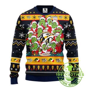 Nashville Predators 12 Grinch Xmas Day Ugly Christmas Sweater 1