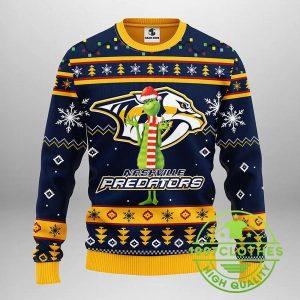 Nashville Predators Funny Grinch Ugly Christmas Sweater 1